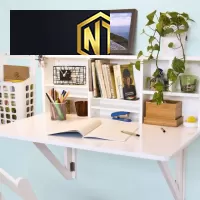 BÀN LÀM VIỆC BẰNG GỖ TREO TƯỜNG TIỆN LỢI MẪU 08